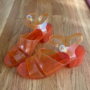 American Apparel Orange Jelly Sandals with heel size 9